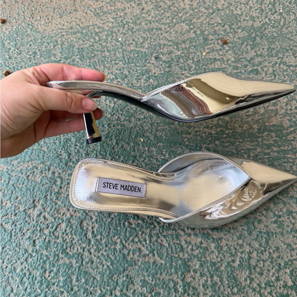 Steve Madden Metallic Silver Heels
